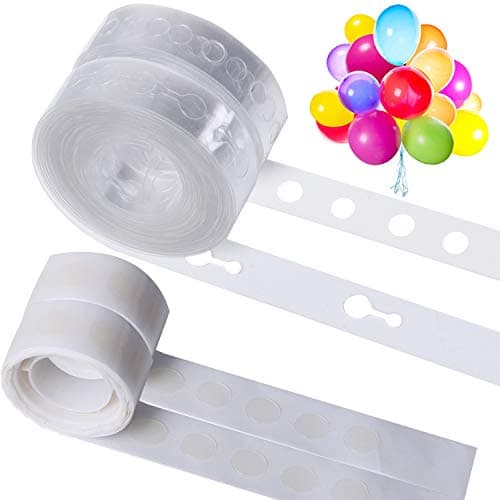 LOCOLO 52 Ft Single Hole and 52 Ft Double hole Garland Decorating Strip Tape, Balloon Glue Point 200 PCS, Balloon Arch Garland Decorating Strip Kit Wedding and Party Decorations (4 Rolls)