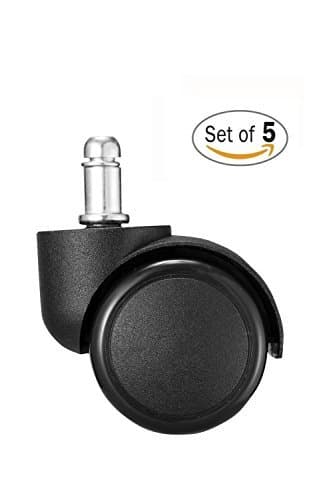Replacement Office Chair Caster Wheels Rubber PU 2",Standard Stem Size 7/16"(11mm) 7/8"(22mm) Compatible with Most Chairs, 5 Unit/Pack Black