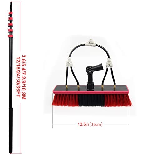 Solar Panel Cleaning Brush and Pole,Water Fed Window Cleaning Pole,Water Fed Cleaning System, Aluminum Outdoor Window Cleaner,7.2M/24FT