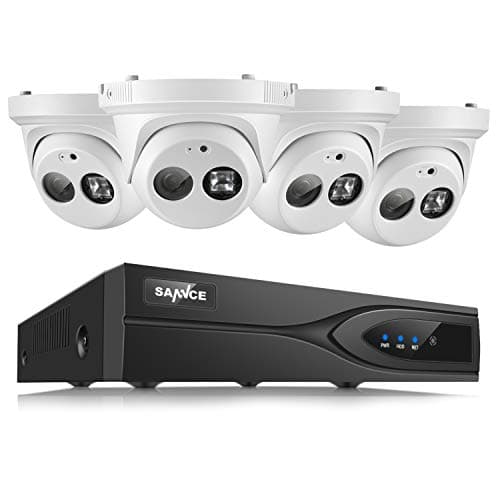 SANNCE 8 CH 1080P POE NVR Security Camera System with (4) 1920TVL 2.0MP Indoor/Outdoor Weatherproof Bullet IP Camera, Scan QR Code Quick Remote Access (No Hard Drive)