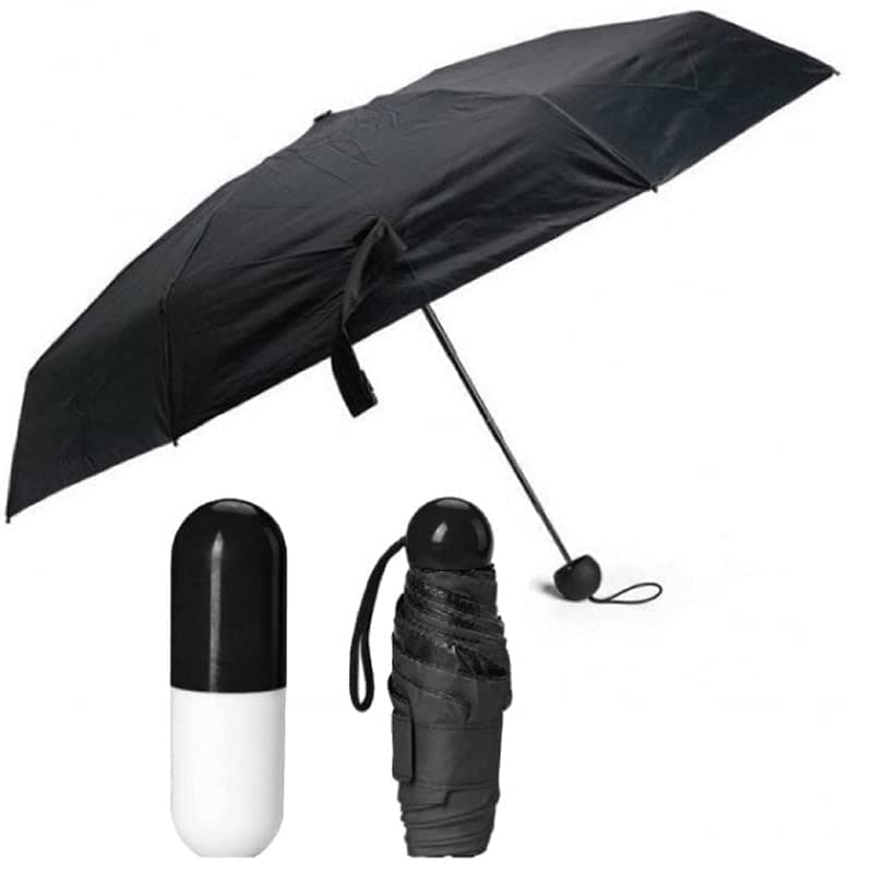 Anukmpa Umbrella big size fold able | large black one-fold umbrellas for men women girls kids ladies| hand use small travel luggage| protection gear for sun and rain(Black).