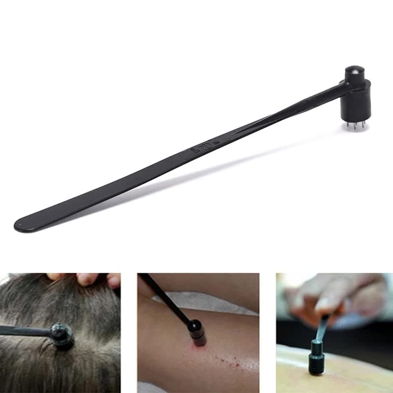 7 Star Needle Plastic Black Handle Single-end Seven-Star Dermal Needle Plum Blossom Dermal Hammer for Beauty Salons and Home Use (1Pcs)