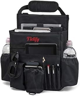Tidify Car Front Seat Organizer with Rain/Stealth Cover - Dedicated Tablet/Laptop Storage, Stabilizing Side Straps, Soft Adjustable Shoulder Strap and Hardened Buckles - Your Office Away from Office