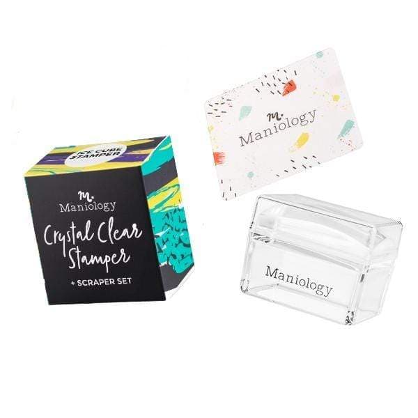 Maniology Ice Cube Clear Rectangular Stamper with Scraper Card | Essential Transparent Nail Stamping Tool for Precise Nail Art Stamp Design Transfer & Placement