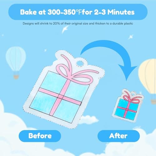 Auihiay 145 Pieces Shrink Plastic Sheet Kit Include 20 PCS Shrinky Paper with 125 PCS Keychains Accessories for Kids Creative Craft