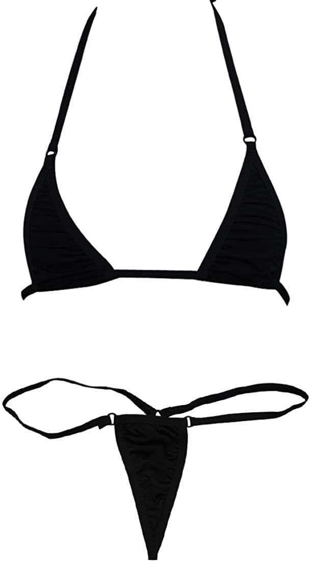 Women Micro G-String Bikini 2 Piece Sliding Top Thong Small Bra