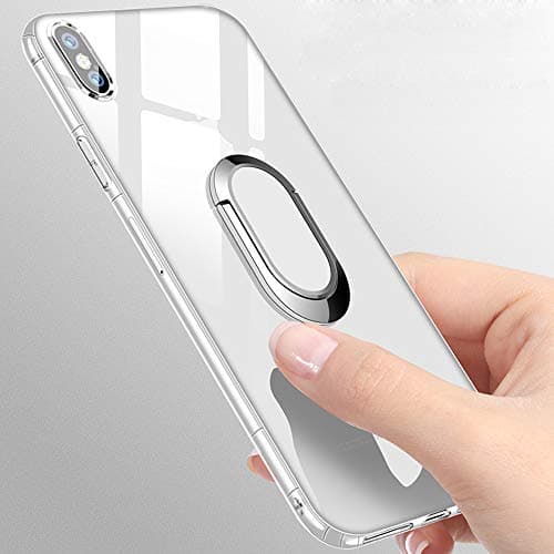 JIDUO Clear Case for iPhone Xs Max 6.5 inch, 360° Rotating Ring Grip Holder Kickstand [Work with Magnetic Car Mount] Soft TPU Cover Case Drop Protection Slim Fit for iPhone Xs Max (2018)