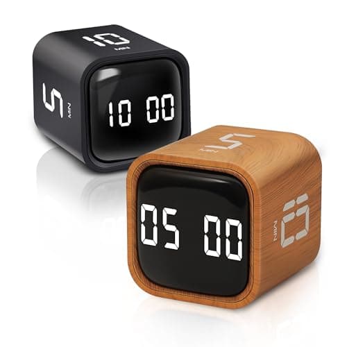 VEWINGL Cube Productivity Timer, 5/10/30/60 Min Presets + Custom Countdown, Silent/Vibrate/Sound Alarm, Pause & Resume, Desk Timer for Work, Study, Tasks, Kitchen