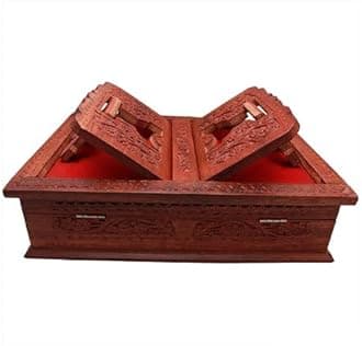 Wooden Decor Holy Book Stand Box for Reading Quran, Geeta, Guru Granth Sahib, Bibil, Book Box