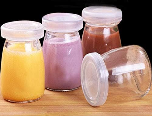 Glass Pudding Jars Bottles With Plastic Lids 100ml(3.4oz) 3 pack
