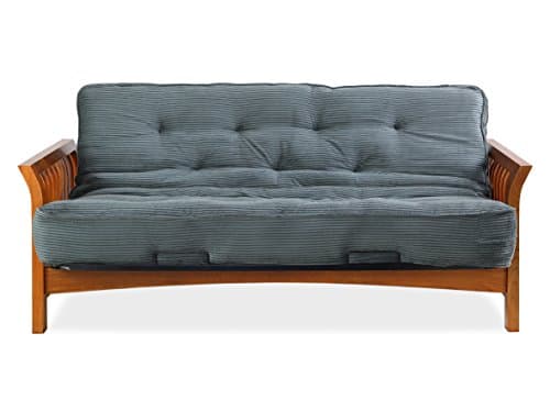 Sofas 2 Go Boston Vintage Oak Futon Frame W/ 8" Visco Pocketed Coil Innerspring Futon Futon Frame with Mattress One Size Forest Green Corduroy