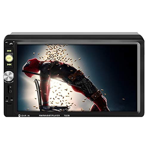 Upgraded 7 Inch Double Din Touch Screen Car Stereo Headunit with Free Rear Camera and Steering Wheel Control and Car Tuning Tools and Remote Control Support Mirror Link Audio Receiver MP5 Player