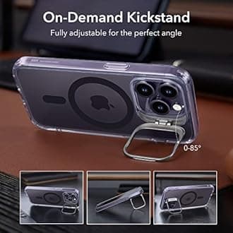ESR for iPhone 14 Pro Case, Compatible with MagSafe, Built-in Camera Ring Stand, Military-Grade Protection, Magnetic Phone Case for iPhone 14 Pro, Classic Kickstand Case (HaloLock), Clear Purple