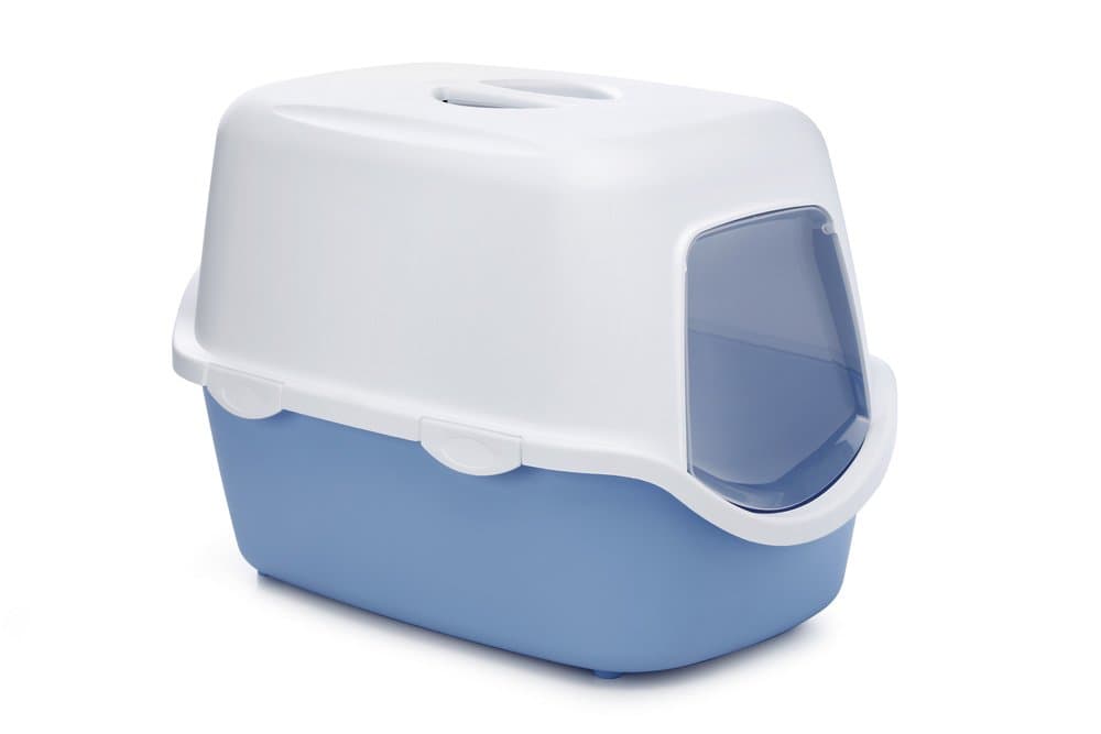 Beeztees Cathy Cat Litter Pan, White/Light Blue