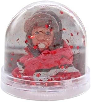 Snow Globe, Photo Frame Glitter Globe Ornament Dome holds 2 x 62 x 70 mm photos, Clear Base, Glitter Heart (Red) - Ideal Personalised Gifts, Father's Day Presents