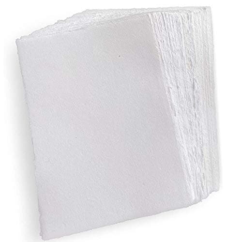 E-Tailor Handmade Textured Paper Deckle Edge For Scrapbook, Laser -Inkjet Printer Paper, Loose Leaf Sheets 150 GSM Ivory White (A4-100-Sheets )