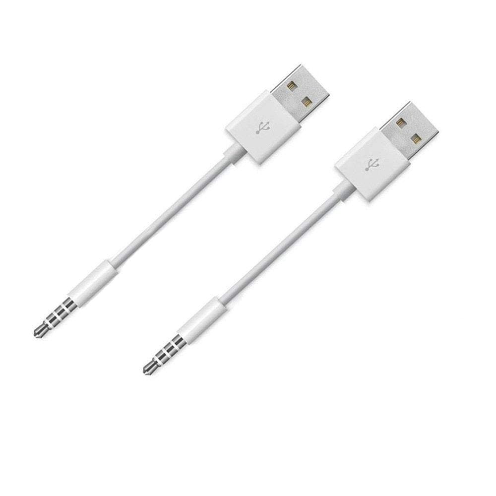iPod Shuffle Charge Cable,(2-Pack) 3.5mm Jack/Plug to USB Power Charger Sync Data Transfer Cable for iPod Shuffle 3rd 4th 5th MP3