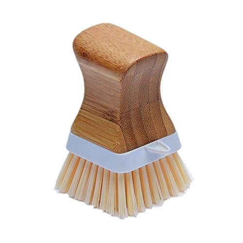 OakArt Vegetable and Fruit Brush Scraper Tip Natural Bamboo Dish Scrubber Square