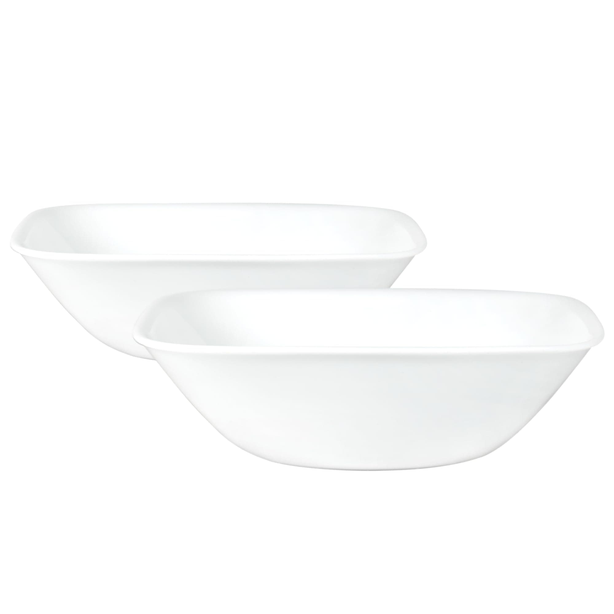 Vitrelle 1-Qt Serving Bowl, Large Serving Bowl, Triple Layer Glass, Crack and Chip Resistant, Square Serving Trays, 7.75"W x 2.25"H (Set of 2) White