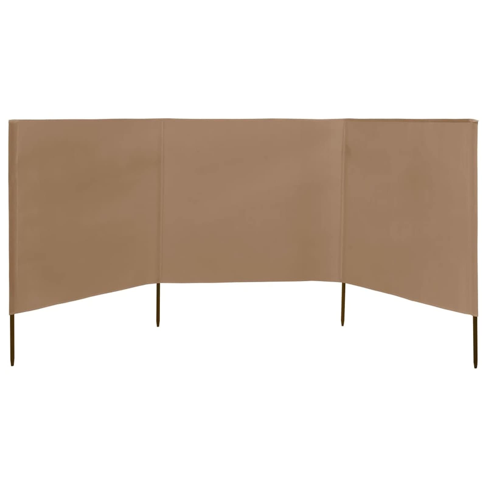 3 panel Fence Wind Screen Windbreaker Wind Breaker Sun Screen Shelter With Poles for Camping, Caravan, Festival and Beach Fabric 400x80 cm Taupe
