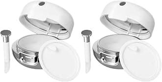 FRCOLOR Empty Lip Balm Container with Silicone Brush and Mirror 2-Pack Refillable Lip Mask Box for Travel and Daily Use Portable Gloss Case Organizer