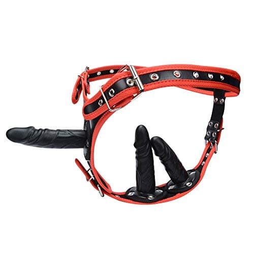 Slim Lifelike Adjustable Strap on Thin Toys for Beginner (Red+Black)