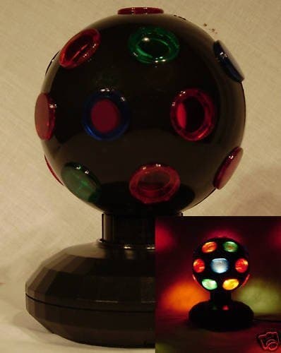 5" -BLACK OR SILVER SENT AT RANDOM- 2 WAY ROTATING DISCO LIGHT BALL- DISCO BALL MULTI COLOR WITH SPINING ACTION 120V AC - CONNECTS TO WALL -NO BATTERIES NEEDED
