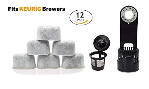 ElloGreen Keurig Compatible Water Filter Replacement with Holder and K Cup Kit - Universal (NOT CUISINART) for Kuerig Coffee Machines 1.0 - Removes Impurities and Improves Taste (12 Pack)