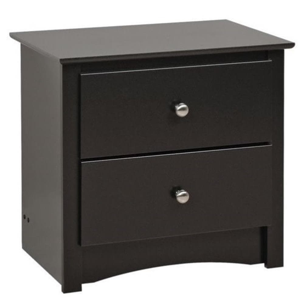 Prepac Sonoma Traditional Nightstand Side Table with 2 Drawers, Functional 2-Drawer Bedside Table 16" D x 23.25" W x 21.75" H, Black, BDC-2422