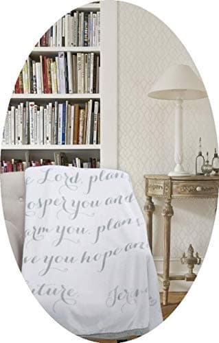 Jeremiah Scripture Throw Blanket: for I Know The Plans I Have for You. Fleece Sherpa Inspirational Faith Gift, Buttery-Soft Extra-Large Healing Quilt for Men or Women (Gray)