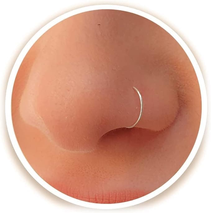 EXTRA THIN Sterling Silver Nose Rings Small Plain Nose Rings 0.6mm-8mm Tiny Nose Hoop,Silver Small Hoop Earrings,Suptum Ring,Lip Rings,Conch Daith Helix Rook Super Snug Nose