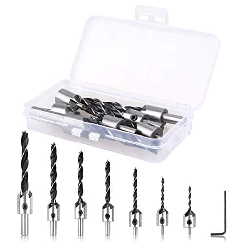 7Pcs Countersink Drill Bit(3-10mm),High-Speed Steel Drill Adjustable Carpentry Reamer Drill Bit Set with One Hex Key Suitable for Wood DIY Drilling Holes