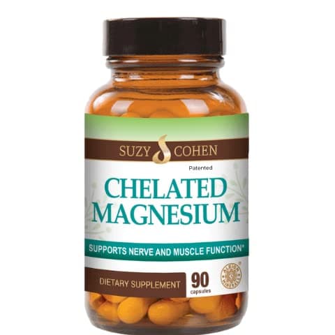 Chelated Magnesium Capsules 45 Servings - Supports Nerve and Muscle Function - 90 Capsules - by Suzy Cohen, RPh
