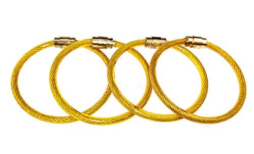 Silipac Large Key Ring Cable Wire Car Keychains Keyrings Loop Heavy Duty Tag Keepers Tough Binding Carabiner Rings Holder Stainless Steel Durable Organize (Extra Thick 4mm 6,3", Gold)