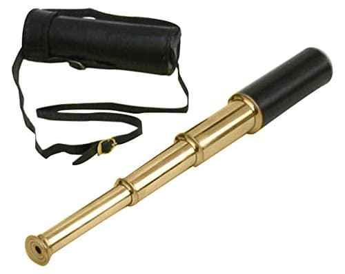 Benjara Elegant Retractable Telescope with Genuine Leather Case