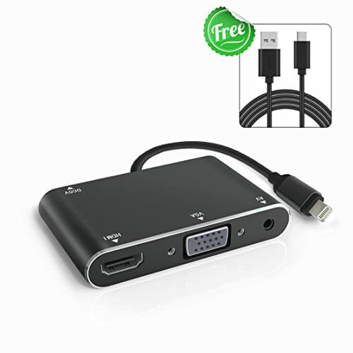 Valoin Compatible HDMI VGA Adapter 2018 Upgrade Version 4 in 1 Plug Play Digital HDMI VGA Converter Adapter iPhone X/8/8 Plus/7/7plus/6/6s/6s plus/5/5s iPad iPod to Projector HDTV Monitor
