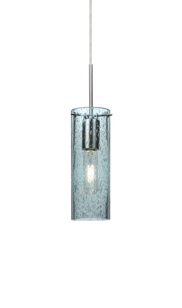 Besa 1JT-JUNI10BL-SN Transitional One Light Pendant from Juni Collection in Pewter, Nickel, Silver Finish, 3.50 inches, Blue