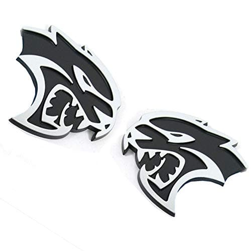 WindCar Hellcat Emblem 1Pair SRT Hellcat Head Metal Badges Decal for Dodge Charger Challenger Ram Chrysler Jeep SRT