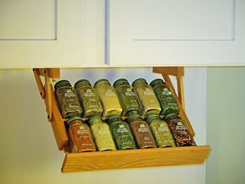 Under Cabinet Mounted Mini Spice Rack, Ultimate Kitchen Storage Handmade Hardwood, Stores up to 12 large or 24 small spice containers (Unfinished)