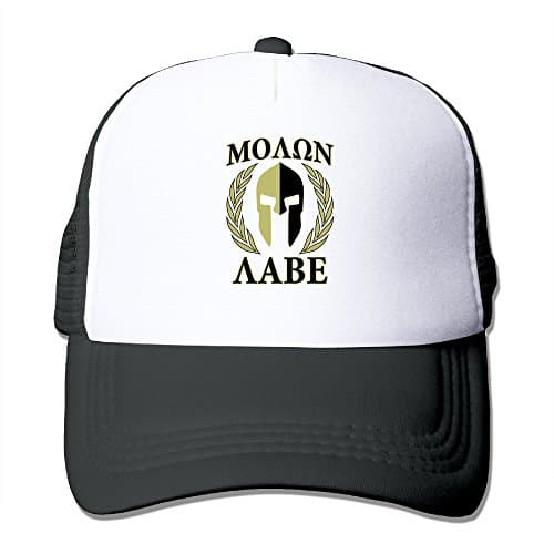 Molon Labe Olive Laurels Mask Trucker Hat Black