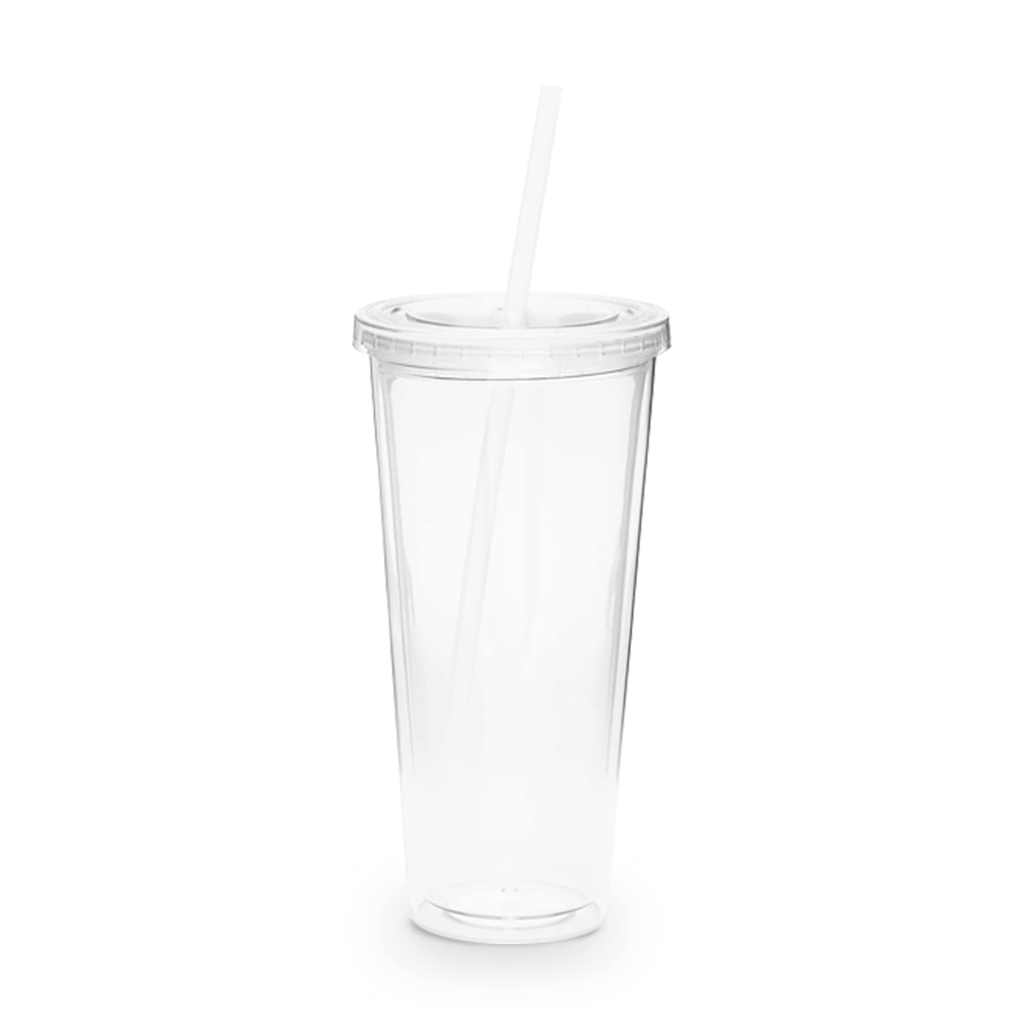 Simple Green Solutions - Acrylic Double Wall Reusable Cups with Lids and Straws for Cold Drinks, Insulated Plastic Tumblers with Lids and Straw, 20 oz Capacity, Clear