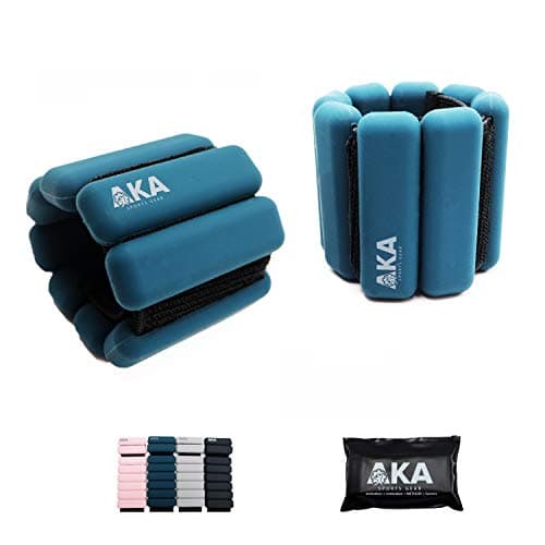 AKA Adjustable ((0-1LB) Durable Silicone Wrist Weights Bracelets Set Ankle & Wearable Weight for Fitness, Exercise, Walking, Jogging, Aerobics, Yoga.1 Pound Each, 2 Per Set