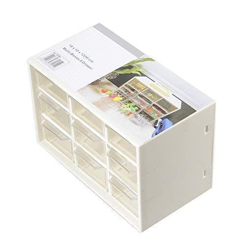 VIDISA 9 Drawer Plastic Rectangle Storage Desk Cabinet Organizer Storage Box (18 X 12 X 9.8 cm, White)