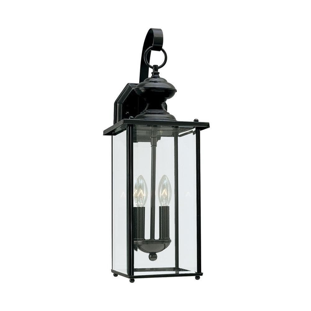 Generation Lighting 8468-12 Jamestowne Transitional Two - Light Outdoor Wall Lantern Outside Fixture, Black Finish, 1-Light, cETL Listed, Safety Rated for Wet Locations