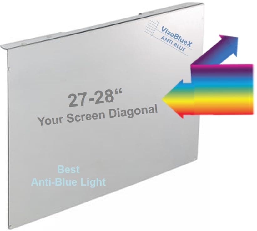 27-28 inch VizoBlueX Anti-Blue Light Filter for Computer Monitor. Blue Light Monitor Screen Protector Panel (63 X 37 cm). Blocks Blue Light 380 to 495 nm. Fits LCD, TV and PC, Mac Monitors