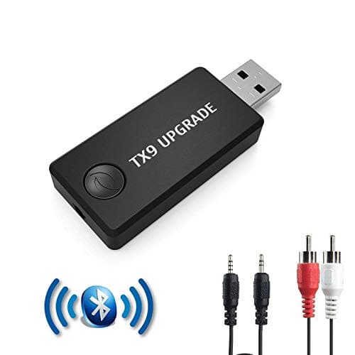 [Updated TX9] Bluetooth Transmitter, Wireless 3.5mm Music Adapter(A2DP Low Latency, Pair 2 at Once, for TV/Home Sound System, USB Power Supply)-Not A Receiver