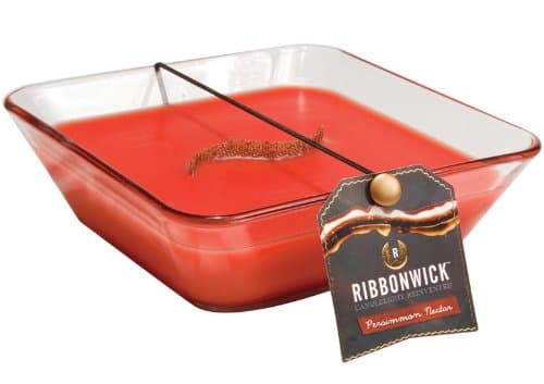 PERSIMMON NECTAR Decor Glass Medium RibbonWick Scented Candle