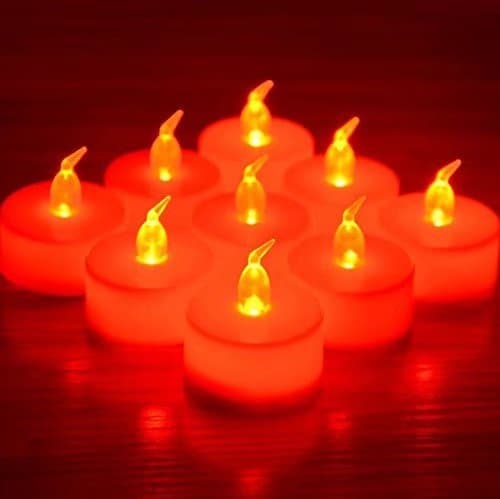 12 x Red Light LED TEA LIGHT CANDLES TEALIGHT TEA LIGHTS WITH FREE BATTERIES