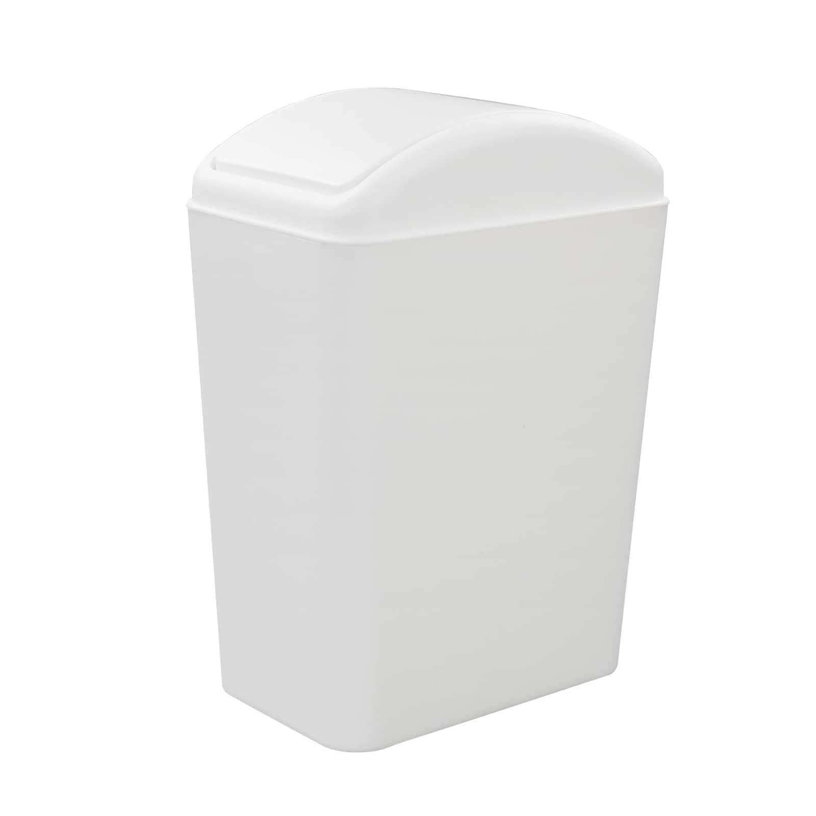 20 L Plastic Trash Can, White Plastic Swing Top Bin, 1 Pack