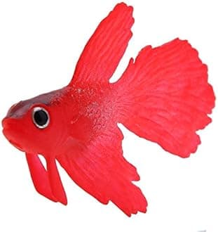 Artificial Silicone Small Fish, Aquarium Decoration Plastic Swimming Red Fish Ornaments Lifelike Fake Fishes (Red Betta)